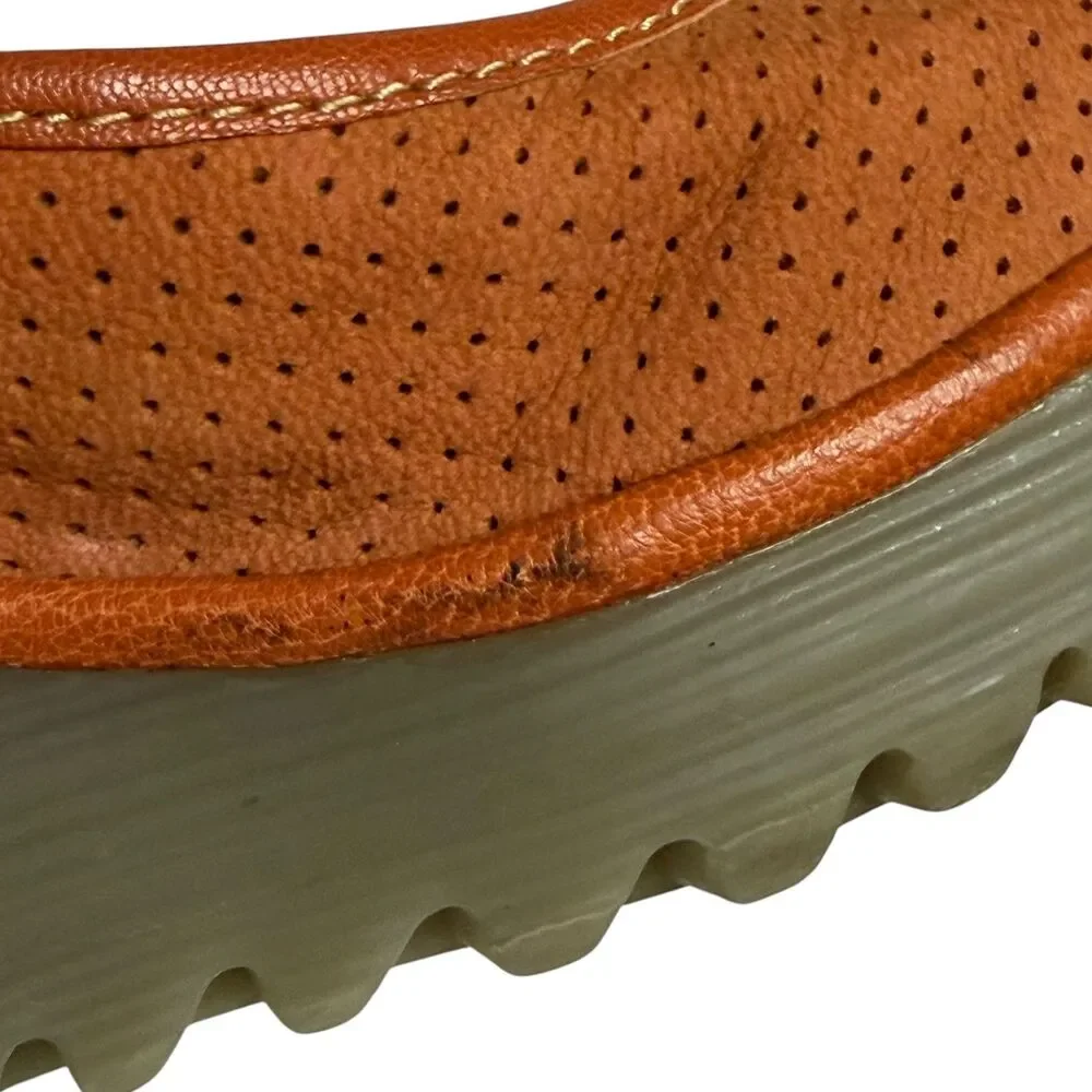 Fly London Leather Wedge Shoe Pump Slip On Women Orange 40 US 10